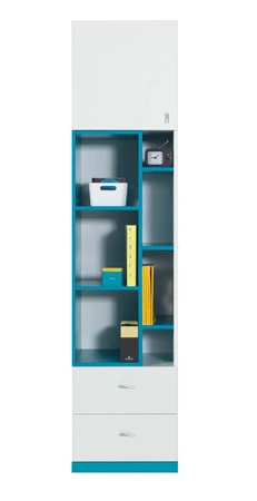 Zestaw mebli dziecięcych Mobi 2 biały / turkus idealna propozycja do pokoju młodzieżowego lub dziecięcego w modnym stylu