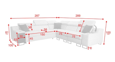 Narożnik z funkcją spania Alcamo III beżowy / czarny prawostronny funkcjonalny narożnik z szufladą w boczku dwa pojemniki na pościel