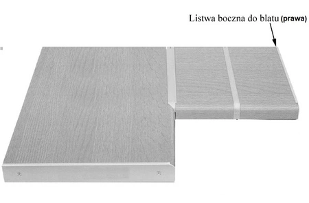 Listwa boczna zakończeniowa prawa do blatu kuchennego 28 mm aluminiowa