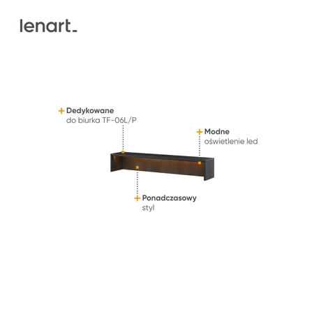 Nadstawka do biurka Teen Flex 110 cm raw steel designerska nadstawka z modnym oświetleniem ledowym o energetyzującej barwie