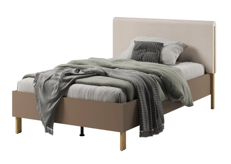 Łóżko Lenny 120x200 cm truflowy / beżowy / dąb artisan komfortowe łóżko do pokoju młodzieżowego wygodny tapicerowany zagłówek