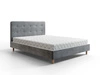 Łóżko tapicerowane Noiro 160x200 jasny szary z pojemnikiem w nowoczesnym skandynawskim stylu z charakterystycznym wezgłowiem