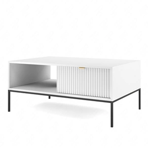 Stolik kawowy Lovro biały z szufladami nowoczesny design blat odporny na rozlane ciecze