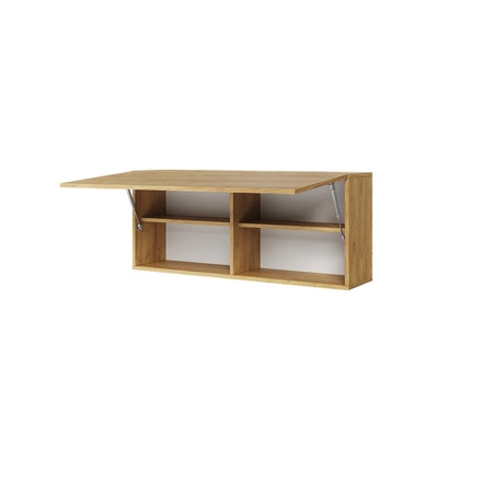 Meblościanka Teen Flex hikora naturalna / silk flou / raw steel designerski zestaw mebli dla nastolatków wyposażony w oświetlenie LED