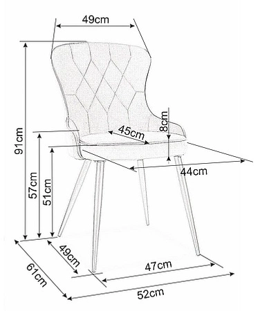 Krzesło tapicerowane Lotus 45x44 cm beżowe nowoczesne oraz funkcjonalne krzesło do jadalni z metalowymi nogami