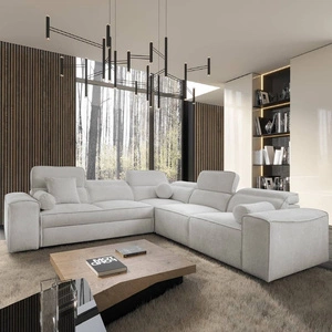 Narożnik z funkcją spania Viano III szary popiel prawostronny narożnik z pojemnikami na pościel doskonały do nowoczesnych wnętrz