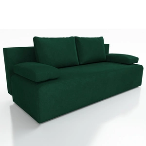 Kanapa rozkładana Zoe butelkowa zieleń funkcjonalna sofa o minimalistycznym designie pojemnik na pościel miękka tkanina typu plusz