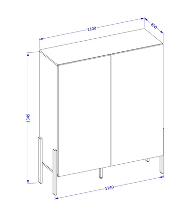 Komoda wysoka Jukon 114 cm biała wyjątkowy subtelny design doskonała komoda do salonu sypialni lub biura system push to open czarne nogi