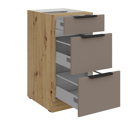 Szafka kuchenna stojąca z szufladami Fiuggi Ar 40 D 3S BB odporna na uszkodzenia wykończenie frontów w technologii anti fingerprint