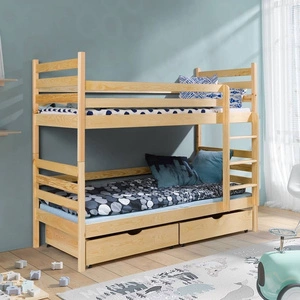 Łóżko piętrowe Wojtek 2 osobowe 80x180 cm głębokie szuflady wysuwane na kółkach zajmuje przestrzeń łóżka pojedynczego