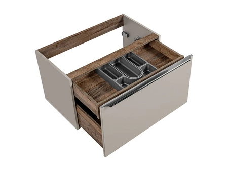 Szafka pod umywalkę nablatową Santa Fe 80 cm szary krzemowy funkcjonalna szafka z szufladami praktyczny organizer uchwyt krawędziowy