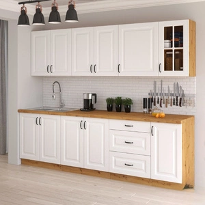 Zestaw mebli kuchennych Scandi 260 cm szafki doskonale prezentują się we wnętrzach skandynawskich klasycznych oraz nowoczesnych