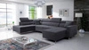 Narożnik z funkcją spania Nausa VI grafitowy prawostronny stylowy narożnik do salonu o komfortowym wykończeniu tkanina typu velvet