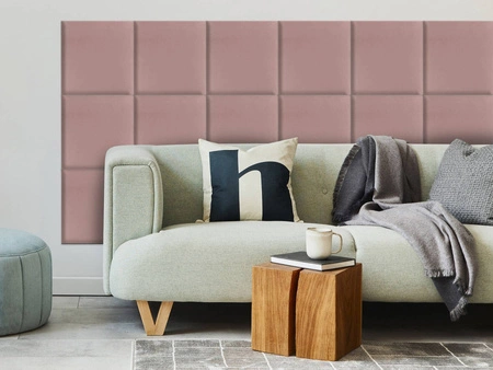 Panel tapicerowany Quadra 40x40 cm różowy stylowy panel ścienny kwadrat welurowa tkanina modne wykończenie każdej aranżacji
