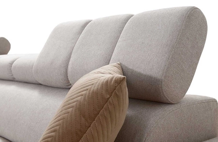 Narożnik z funkcją spania Bolmso III miętowy lewostronny narożnik z pojemnikami na pościel szuflada z pełnym wysuwem w boczku mebla