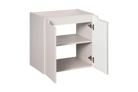 Szafka pod umywalkę Nova 60 cm beżowa designerska szafka do łazienki z półką nietuzinkowe pionowe ryflowanie na frontach