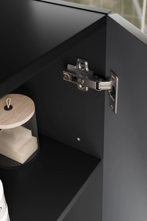 Szafka łazienkowa wisząca Talia 30 cm czarny / dąb casella klasyczny design drzwi z subtelną frezowaną ramką system push to open