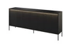 Komoda Trend 193 cm czarna wyjątkowy design pojemna komoda do salonu z oświetleniem LED charakterystyczne ryflowane fronty
