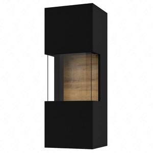 Szafka wisząca Ava 36 cm czarny / dąb wotan elegancka witryna do salonu idealna do każdego wnętrza elementy z bezpiecznego szkła hartowanego