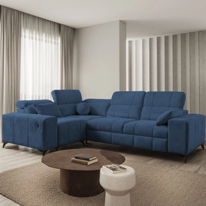 Narożnik z funkcją spania Penejos II niebieski lewostronny komfort podczas codziennego wypoczynku narożnik z pojemnikiem na pościel