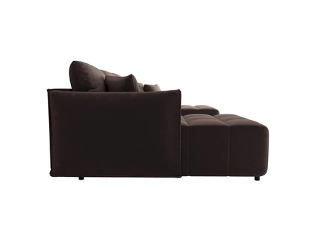 Narożnik z funkcją spania Oroso U jasny brąz pojemnik na pościel miękka tkanina typu velvet z powłoką hydrofobową ozdobne pikowania