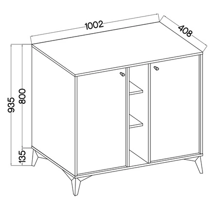 Komoda Kioto I 100 cm czarny grafit nowoczesny design praktyczne półki złote uchwyty metalowa podstawa