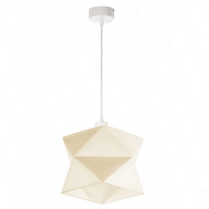 Lampa wisząca Quasar 20 cm ecru / biała designerska lampa sufitowa do salonu z bawełnianym abażurem i metalową podstawą