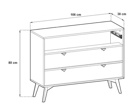 Komoda z szufladami Wald 106 cm eukaliptus / beż jodełka gustowny dekor jodełki na frontach pojemna komoda w stylu skandynawskim