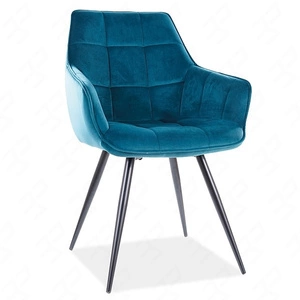 Krzesło tapicerowane Lilia turkusowe nowoczesne oraz funkcjonalne krzesło kubełkowe z metalowymi nogami