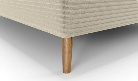 Łóżko kontynentalne Totti 90x200 beżowe stylowe łóżko z pojemnikiem na pościel trójwymiarowa tkanina o wyrazistych prążkach