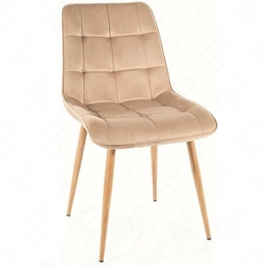Krzesło tapicerowane Chic D beżowe nowoczesne oraz funkcjonalne krzesło z metalowymi nogami w kolorze dąb