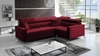 Narożnik z funkcją spania Nausa II bordowy prawostronny velvet dekoracyjne przeszycia na siedzisku narożnik z pojemnikiem na pościel