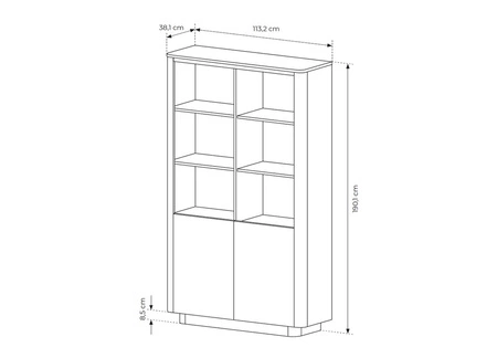 Regał Torro 113 cm dąb cremona / czarny nowoczesny design podkreślony modną kolorystyką regał z drzwiami w stylu japandi