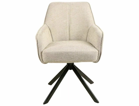 Krzesło tapicerowane Notti Brego jasny beż nowoczesne krzesło obrotowe z metalowymi nogami stylowe krzesło kubełkowe