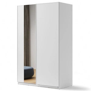 Szafa przesuwna z lustrem Maxi 150 cm biała nowoczesny design doskonała szafa do sypialni lub przedpokoju o eleganckim charakterze