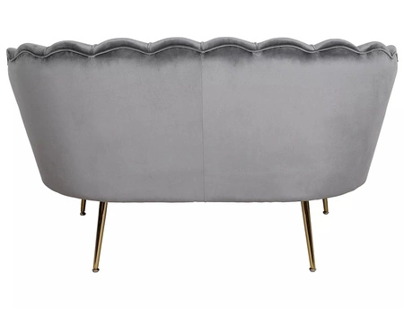 Sofa Camellia szara prosta i stylowa sofa wpisująca się w każdą aranżację sofa muszelka ze złotymi nogami