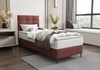 Łóżko kontynentalne Irvine 80x200 ceglaste stylowe łóżko z pojemnikiem na pościel i wysokim wezgłowiem zachwyca eleganckim designem