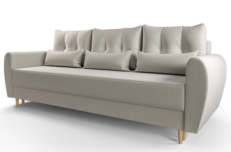 Sofa z funkcją spania Rovigo kemowa lekka forma o eleganckim charakterze doskonałe uzupełnienie każdego wnętrza miękka tkanina