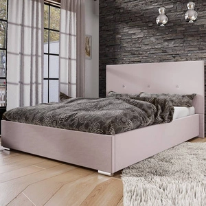 Łóżko tapicerowane Burgos 180x200 pudrowy róż z zagłówkiem w nowoczesnym stylu idealne do sypialni