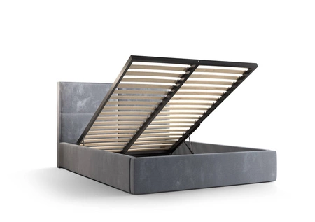 Łóżko tapicerowane Afrodyta 140x200 z pojemnikiem grafit w nowoczesnym skandynawskim stylu z wygodnym zagłówkiem