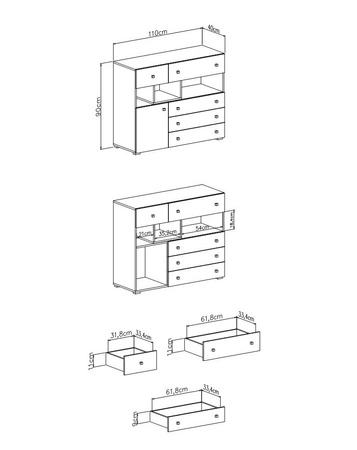 Zestaw mebli Epsilon beton / biały / dąb idealna propozycja do pokoju młodzieżowego lub dziecięcego w modnym stylu