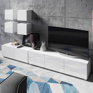 Meblościanka Apulia XVIII biały połysk wyjątkowo stylowa meblościanka proste bryły wpisujące się w każde wnętrze