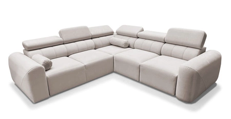 Narożnik z funkcją spania Cantare III ciemny beż prawostronny komfortowy i stylowy narożnik do salonu dwa pojemniki na pościel