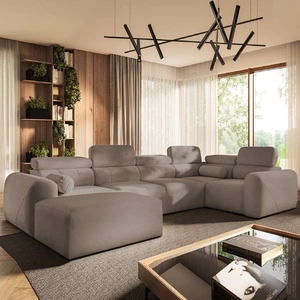 Narożnik z funkcją spania Cantare IV ciemny beż lewostronny starannie wykonany narożnik do salonu zapewnia komfort i wygodę