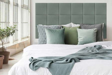 Panel tapicerowany Quadra 30x30 cm miętowy stylowy panel ścienny kwadrat welurowa tkanina modne wykończenie każdej aranżacji