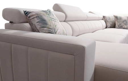 Narożnik z funkcją spania Savona VI szary lewostronny elegancki i komfortowy narożnik do salonu z dwoma pojemnikami na pościel