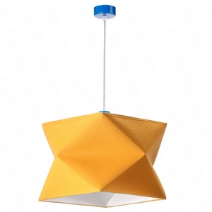 Lampa wisząca Quasar 40 cm musztardowy / niebieski designerska lampa sufitowa do salonu z bawełnianym abażurem i metalową podstawą