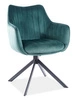 Krzesło tapicerowane Azalia 44x42 cm zielone nowoczesne krzesło obrotowe z metalowymi nogami stylowe krzesło kubełkowe