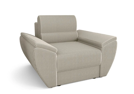 Fotel Fogu kość słoniowa nowoczesny design wygodny fotel do salonu sztruksowa tkanina o wyrazistych prążkach szerokie podłokietniki