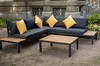 Zestaw mebli ogrodowych Massimo czarny stylowy design narożnik z poduszkami metalowa konstrukcja blat stolika wykończony polywood